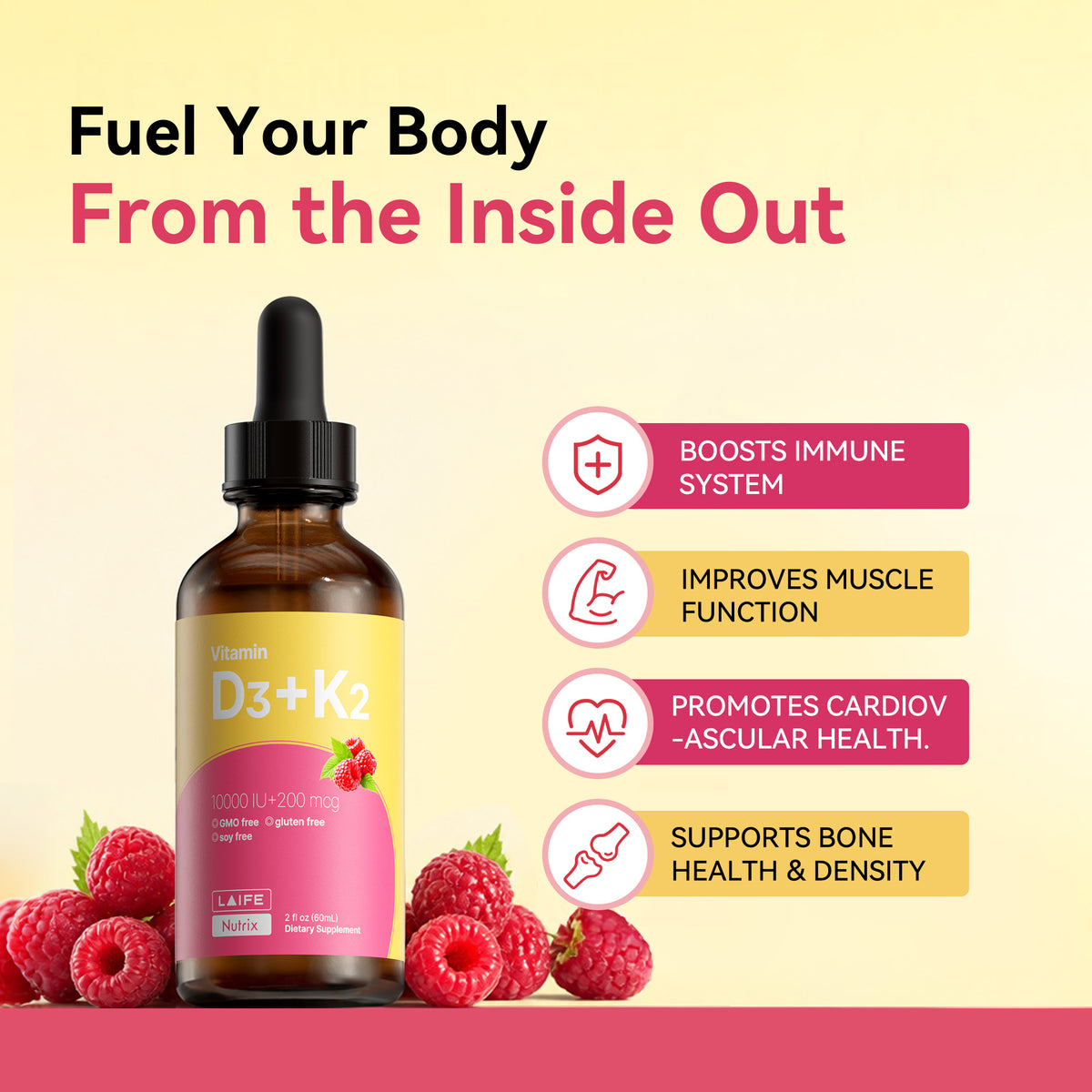 LAIFE Vitamin D3 + K2 (MK-7) Drops