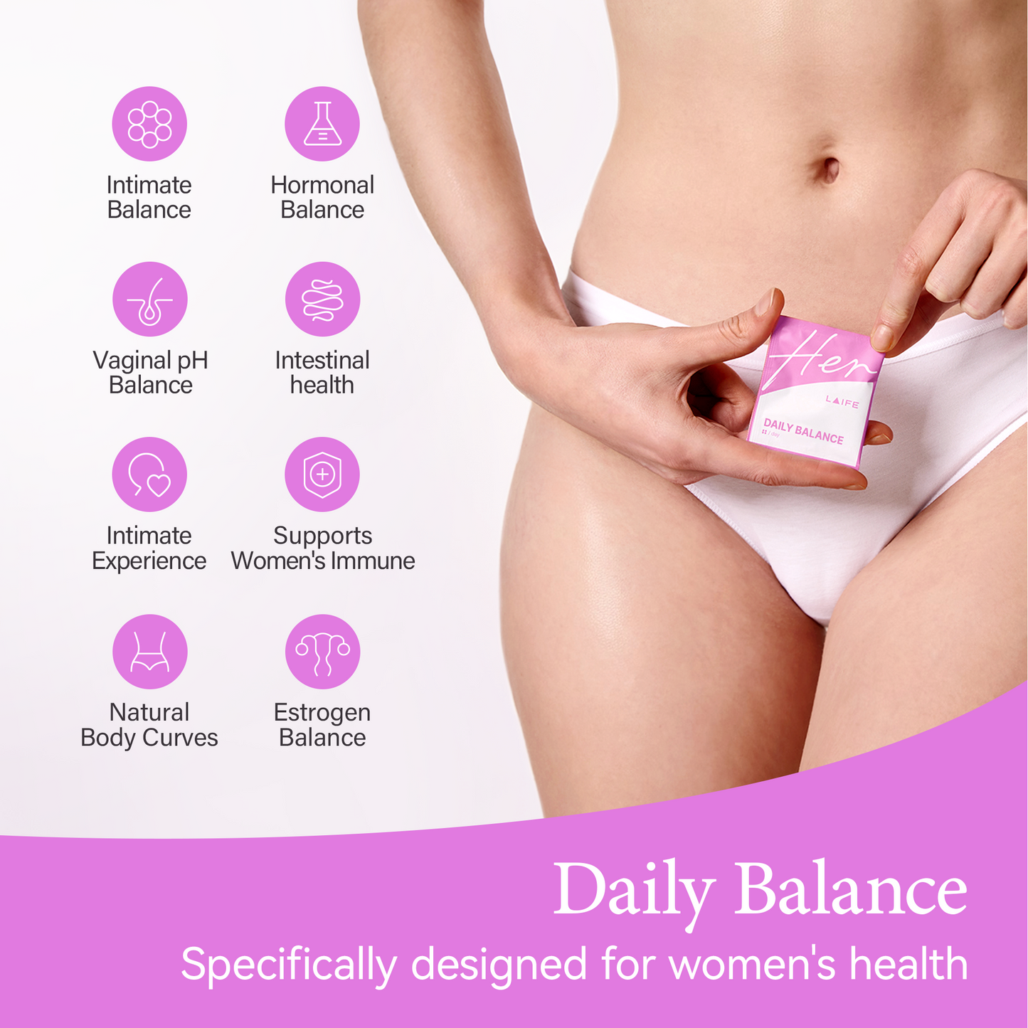 Laife Women’s Daily Balance Capsules – 10 Billion CFU Probiotic– Feminine & Hormonal Balance Support