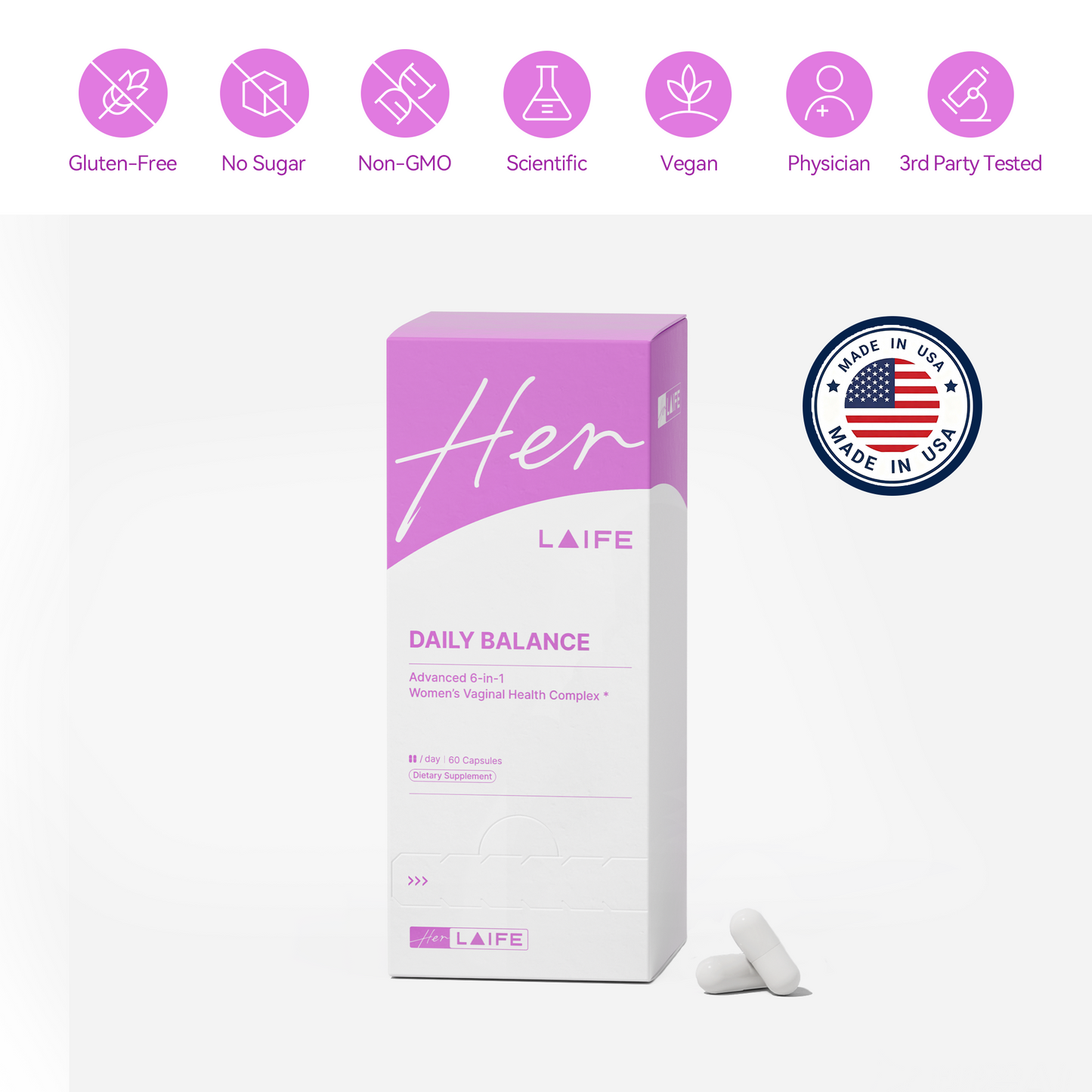 Laife Women’s Daily Balance Capsules – 10 Billion CFU Probiotic– Feminine & Hormonal Balance Support