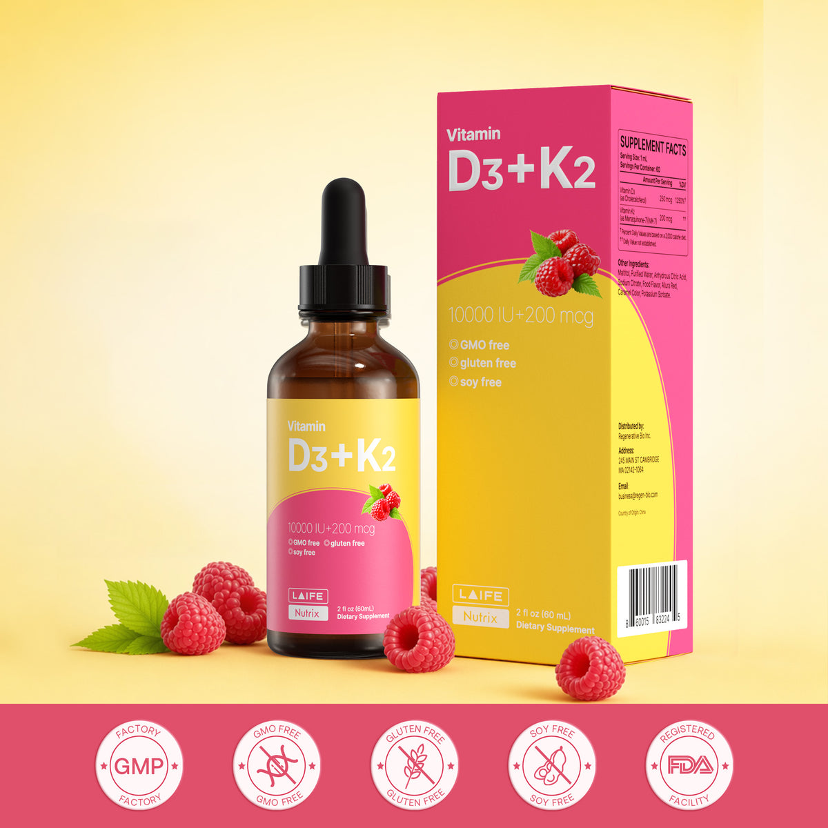 LAIFE Vitamin D3 + K2 (MK-7) Drops